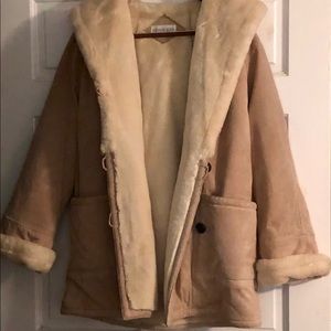 Charles Klein Suede and faux fur. Beautiful and so cozy. Winter coat jacket warm